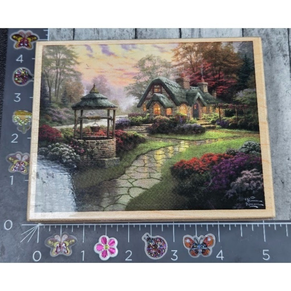Thomas Kinkade Make A Wish Cottage TK-105T 2003 Rubber Stamp Wood #B30